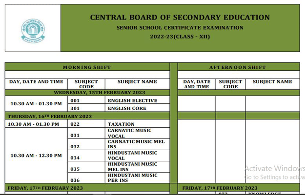 Cbse Class 10th 12th Date Sheet 2023 – Download Pdf Academic World