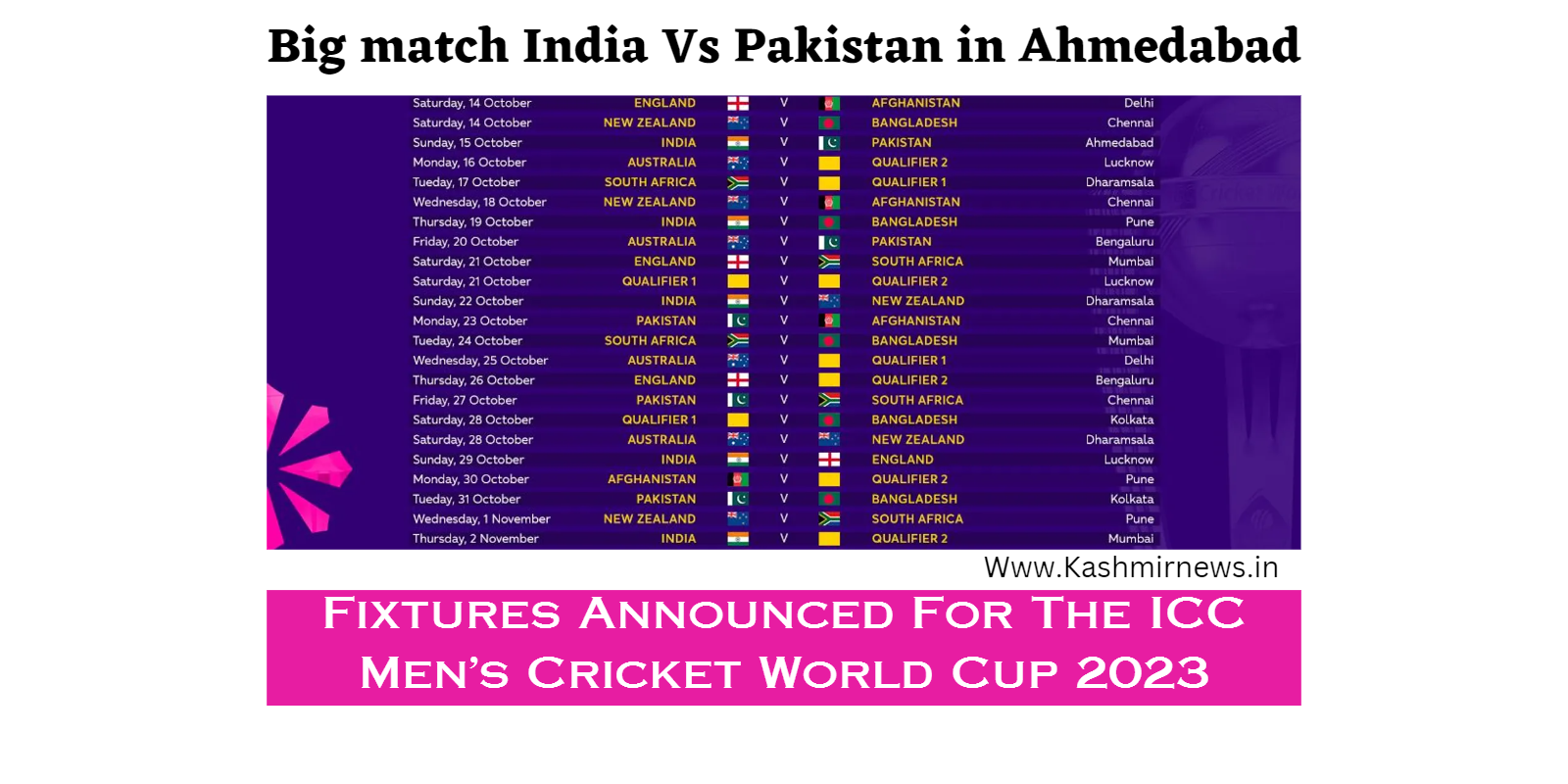 ICC World Cup 2023 Schedules Finally OUT Big Match India vs Pakistan